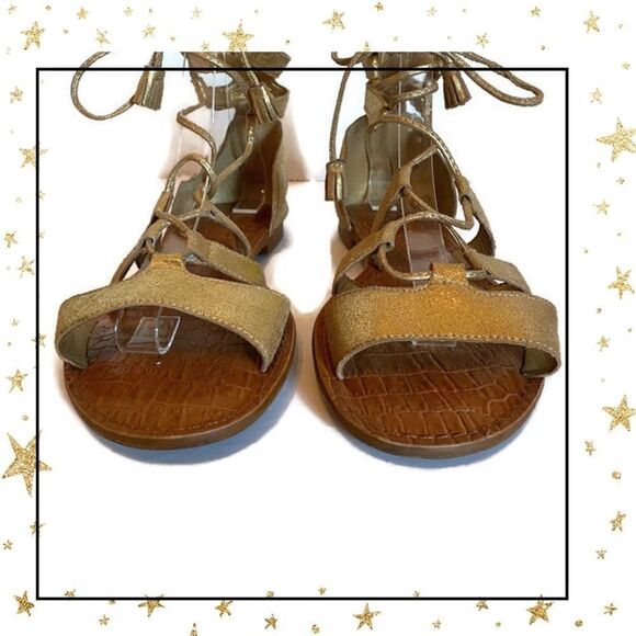 Gianni Bini Gold Gladiator Style Tie Sandals 8.5 - Picture 4 of 6